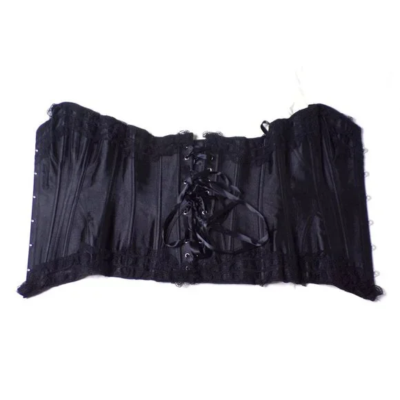 FELINA Corset Bustier Satin Lace Hook & Pin Black Large 6-8 NEW $78 - Picture 7 of 7